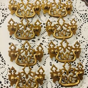 Lot of 8 KBC Brass Drawer Pulls NO.8310 Batwing Chippendale Vintage USA
